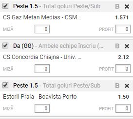 Bilet cota 5.00 20.10.2017. Avem doua meciuri din Liga 1 si unul din Portugalia