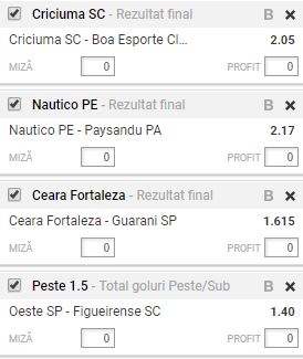 Bilet cota 10.00 07.11.2017 | Serie B din Brazilia ne-a scos in fata 4 ponturi