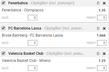 Bilet Baschet 15.11.2017 | Ai trei meciuri clare in Euroliga masculina