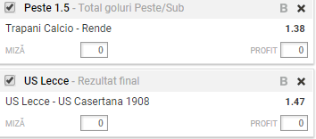 Bilet VIP 07.11.2017 | Mizam pe doua meciuri din liga a treia a Italiei!