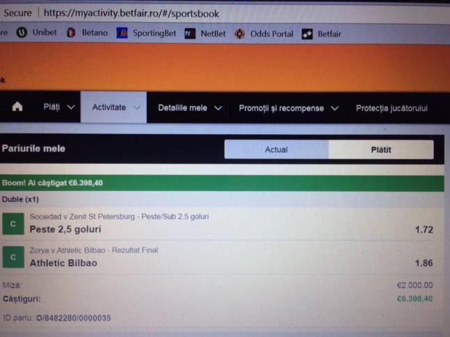 Cât TUPEU! A pariat 2.000 de euro pe un bilet din Liga Europa. Castigul e UIMITOR!