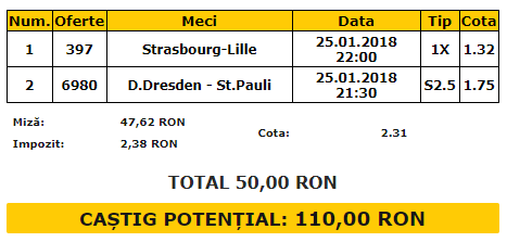 Bilet VIP 25.01.2018 | Pariem pe Cupa Frantei si Germania 2