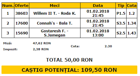 Biletul VIP 01.02.2018 | Ti-am pregatit trei ponturi exotice