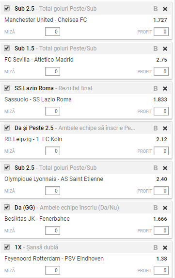 Bilet cota 100.00 25.02.2018 | Derby-urile zilei în Europa: United - Chelsea și Beșiktaș - Fener