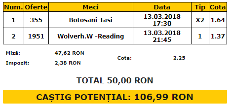 Bilet VIP 13.03.2018 | Se decide ultima semifinalistă a Cupei României (CÂȘTIGAT)