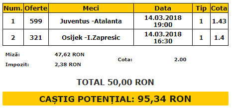Biletul Zilei 14.03.2018 | Trebuie să profiți de aceste cote!