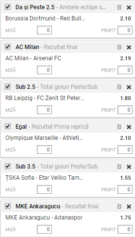 Biletul de cotă 50,00 din Liga Europa + alte două meciuri din Bulgaria și Turcia