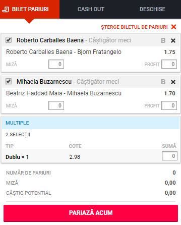 Biletul Zilei pe tenis | Cotă 3,00 din două meciuri, în unul joacă Buzarnescu