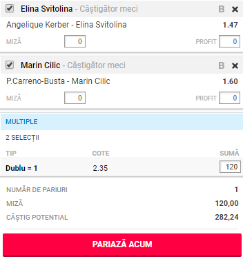 Am BIFAT două bilete pe tenis câștigătoare la rând. Cel de vineri are și el șanse să fie ”verde”