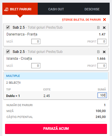 Biletul Zilei 26 iunie 2018. Cotă 2,45 din două meciuri