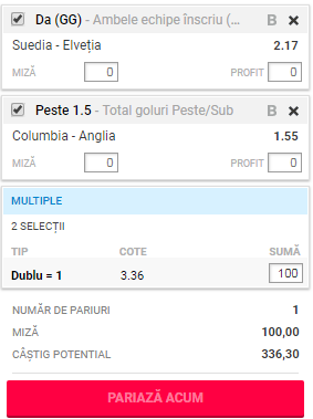 Biletul Zilei 3 iulie 2018. Cotă de 3,36 pentru marți