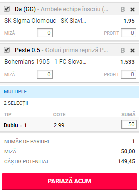 Biletul Zilei 22 iulie 2018. Ponturi tari din Cehia