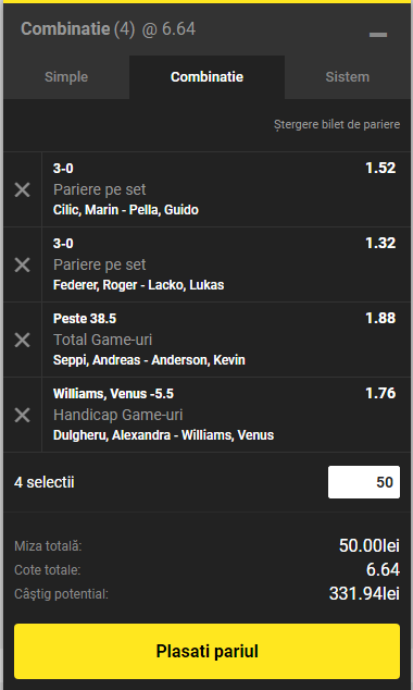Ponturi tenis Wimbledon 4 iulie. Favoriții sunt la putere