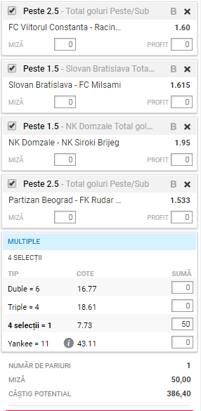 Bilet goluri 19 iulie 2018. Liga Europa este la putere astăzi