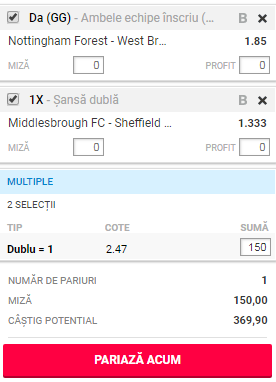 Biletul Zilei de azi, 07 august 2018. Championship pentru astăzi
