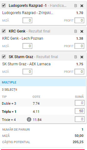 Biletul Zilei de azi, 9 august 2018. Plusăm serios pe Europa League