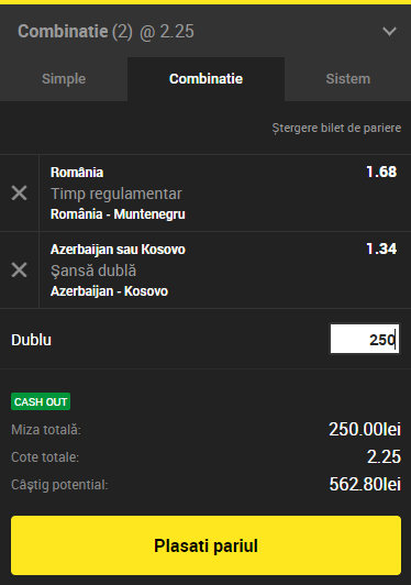 Biletul Zilei Unibet 07.09.2018. România îți bagă bani în buzunar