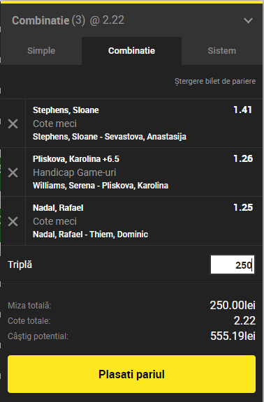 Biletul Zilei Unibet 04.09.2018. Ponturile noastre de la US Open