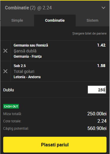 Biletul Zilei Unibet 06.09.2018. Încercăm o lovitură de 560 de lei!