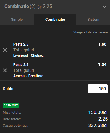 2 bilete ponturi pariuri pe goluri 26.09.2018. Aşa câştigăm 1.000 de lei