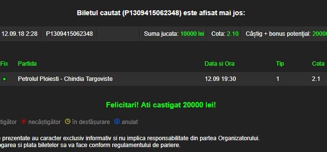 Cel mai TUPEIST parior al lunii septembrie. A pus 10.000 de lei pe un meci din Liga 2