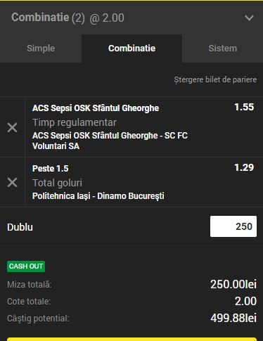 Biletul Zilei Unibet 21.09.2018. Câştigăm pe Liga 1! Cota 2 de neratat