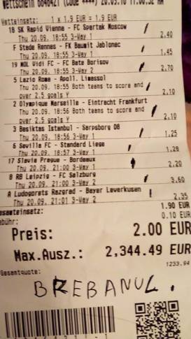 Cotă verde de 1233,4 în Europa League. Câștigul: de ordinul miilor de euro!