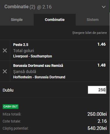 Biletul Zilei Unibet 22.09.2018. Cea mai bună cotă de sâmbătă