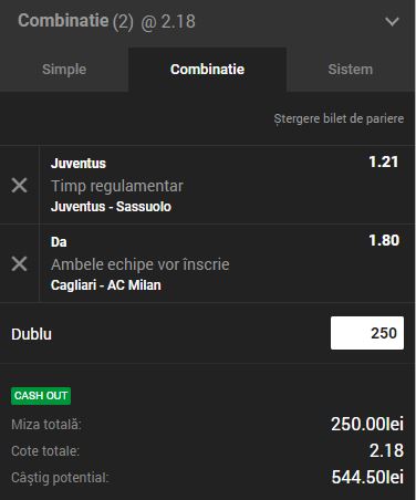 Biletul Zilei Unibet 16.09.2018. Obţinem profit pe Serie A