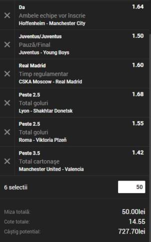 Bilet de cotă 14,00 din Champions League 2 octombrie. Cele mai tari ponturi pariuri de azi!