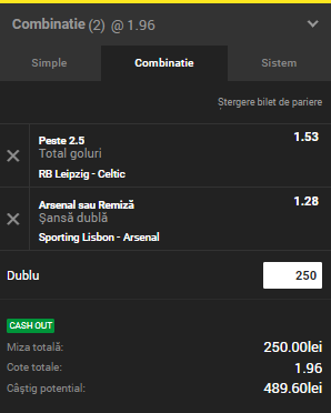 Biletul Zilei Unibet 25.10.2018. Două ponturi bune din Europa League