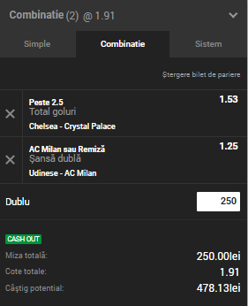 Biletul Zilei Unibet 04.11.2018. Două ponturi din Premier League şi Serie A