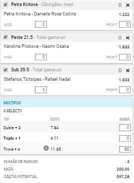 Bilet pariuri tenis Australian Open 24.01.2019. 3 ponturi şi aproape 600 lei câştig