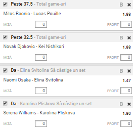 Bilet pariuri tenis Australian Open 23.01.2019. 4 ponturi şi-o cotă de 9,35