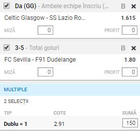 Biletul Zilei 24 octombrie 2019. Profit cu două meciuri din Europa League