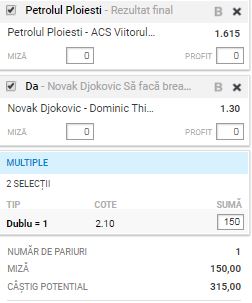 Biletul Zilei 12 noiembrie 2019. Cotă 2 din fotbal şi tenis