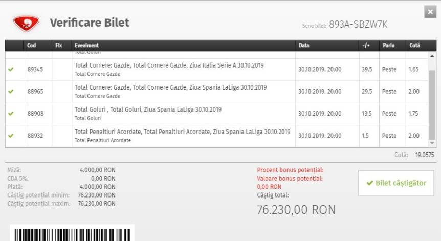 Ce bilet! Şi-a pariat salariul pe o lună şi a dat lovitura: câştig de aproape 1 MILIARD de lei